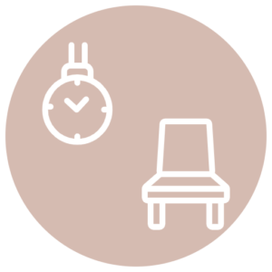clock and chair icon for when you arrive